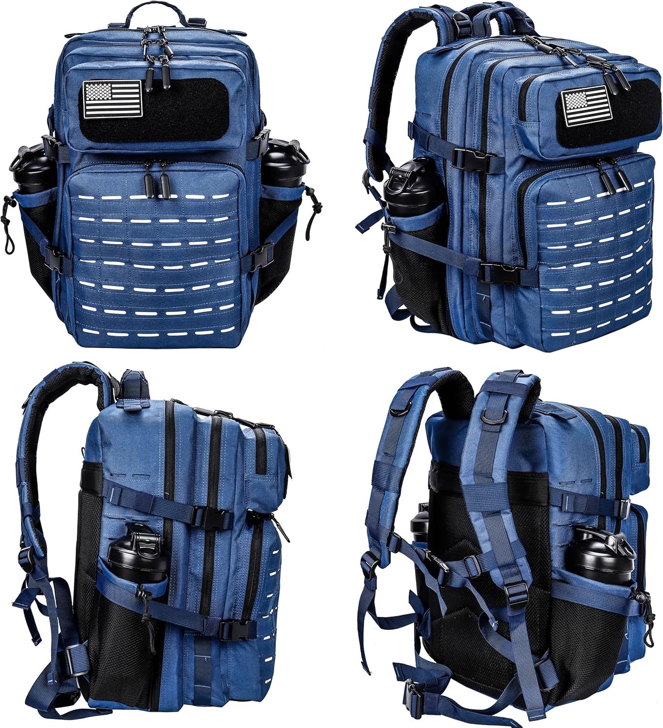45L Tactical Backpack Molle Bag - Water-Resistant Heavy-Duty Nylon Large - Blue