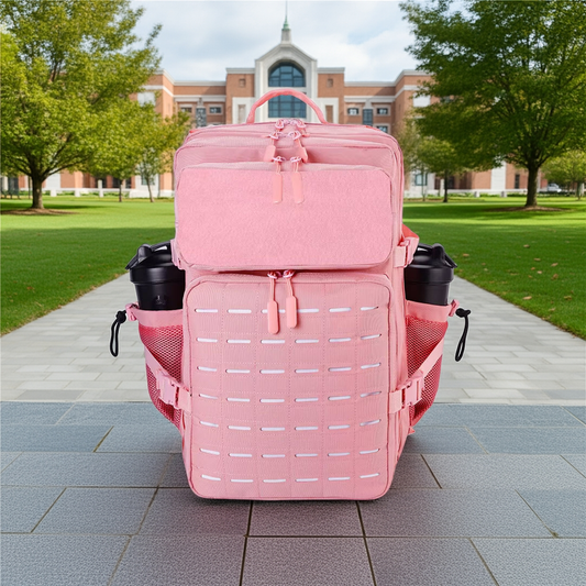 45L Tactical Backpack Molle Bag - Water-Resistant Heavy-Duty Nylon Large - Pink