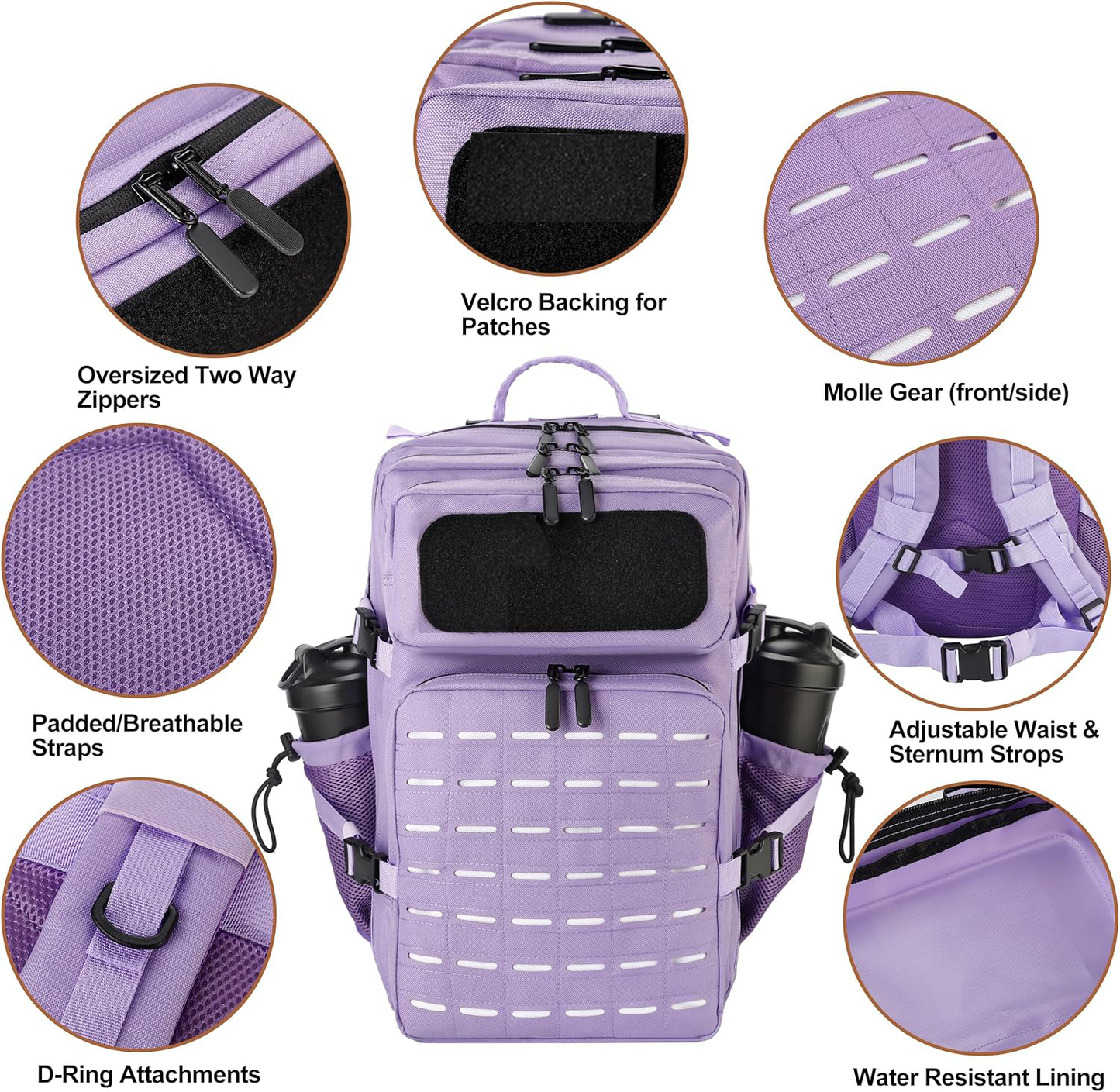 45L Tactical Backpack Molle Bag - Water-Resistant Heavy-Duty Nylon Large - Pink