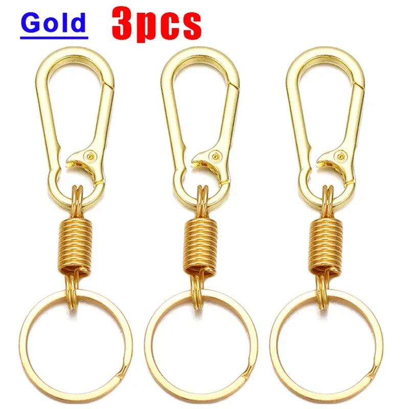 Retractable Spring Key Chain Metal Gourd Buckle Clasp Car Strong Carabiner Hanging Keychain Simple Elastic Climbing Hook Keyring