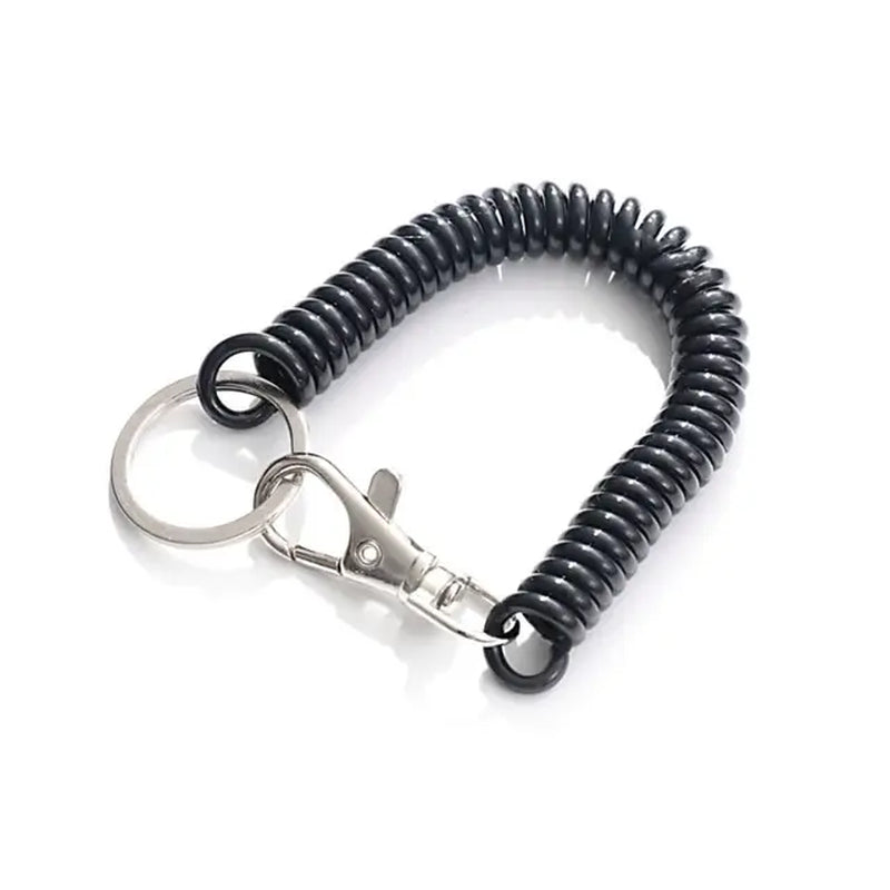 New Spiral Stretch Keychain Elastic Spring Rope Key Ring Metal Carabiner for Outdoor Anti-Lost Phone Spring Key Cord Clasp Hook