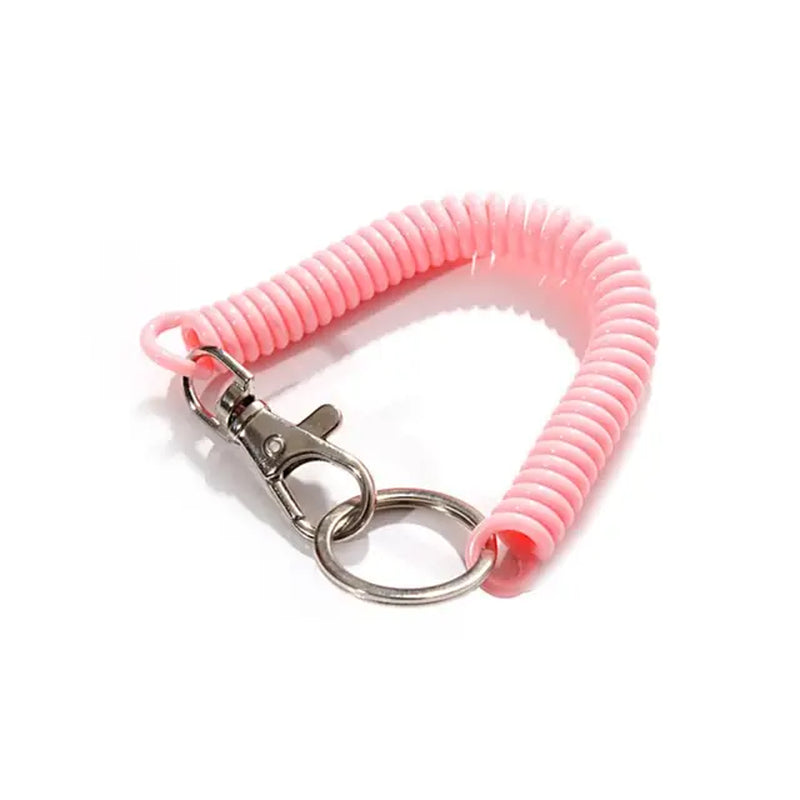 New Spiral Stretch Keychain Elastic Spring Rope Key Ring Metal Carabiner for Outdoor Anti-Lost Phone Spring Key Cord Clasp Hook