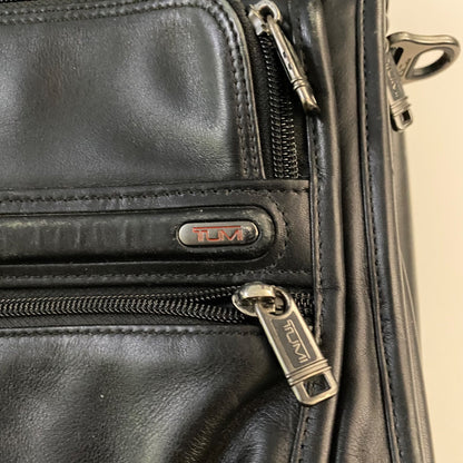 TUMI Black Leather Laptop Briefcase with Multiple Compartments - EUC