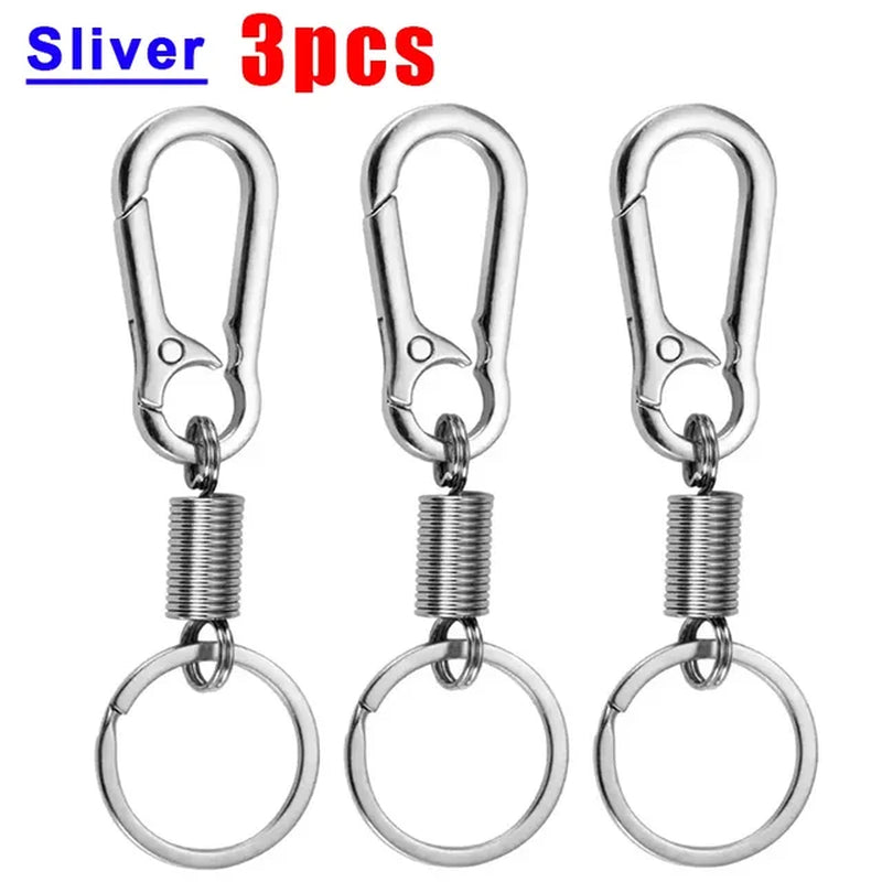 Retractable Spring Key Chain Metal Gourd Buckle Clasp Car Strong Carabiner Hanging Keychain Simple Elastic Climbing Hook Keyring