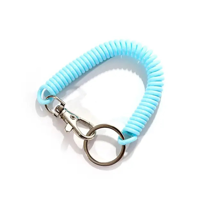 New Spiral Stretch Keychain Elastic Spring Rope Key Ring Metal Carabiner for Outdoor Anti-Lost Phone Spring Key Cord Clasp Hook