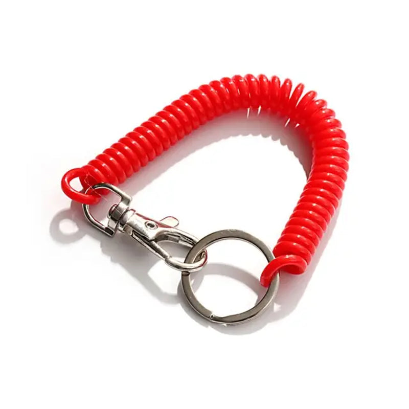 New Spiral Stretch Keychain Elastic Spring Rope Key Ring Metal Carabiner for Outdoor Anti-Lost Phone Spring Key Cord Clasp Hook