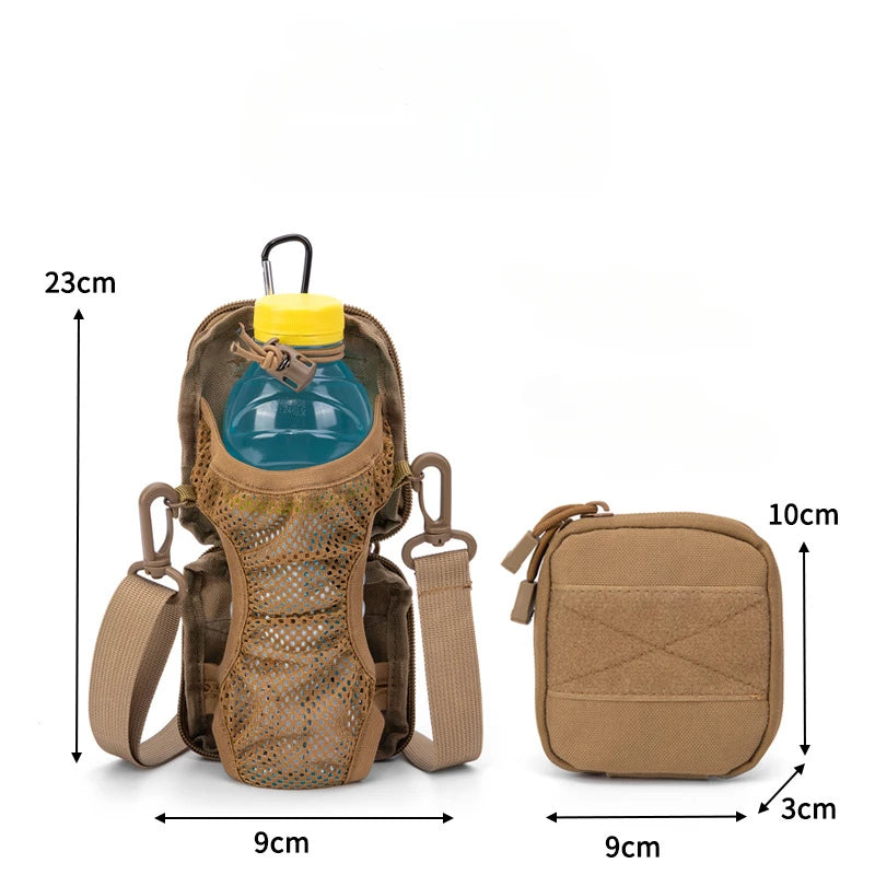 Tactical Molle Water Bottle Pouch Foldable Kettle Holder Bag Outdoor Hydration Carrier for Camping Hiking Hunting