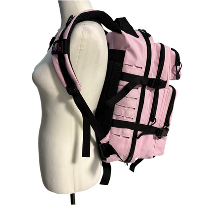 The COTTON CANDY Slimline Backpack with Laser Cut Molle in Pink - 25L