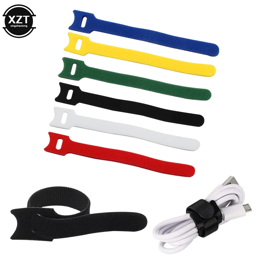 5Pcs Cable Ties Self Adhesive Reusable Loop Hook Wrap Bundle Plastics Nylon Strap Organizer Self Clip Holder Wire Tie