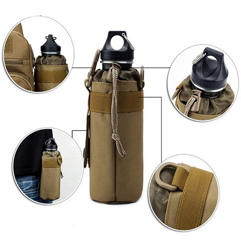 Tactical Molle Water Bottle Bag Military Outdoor Camping Hiking Drawstring Water Bottle Holder Multifunction Bottle Pouch