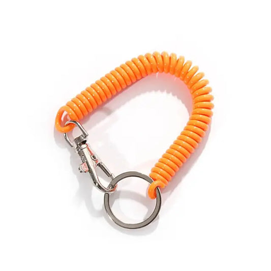 New Spiral Stretch Keychain Elastic Spring Rope Key Ring Metal Carabiner for Outdoor Anti-Lost Phone Spring Key Cord Clasp Hook