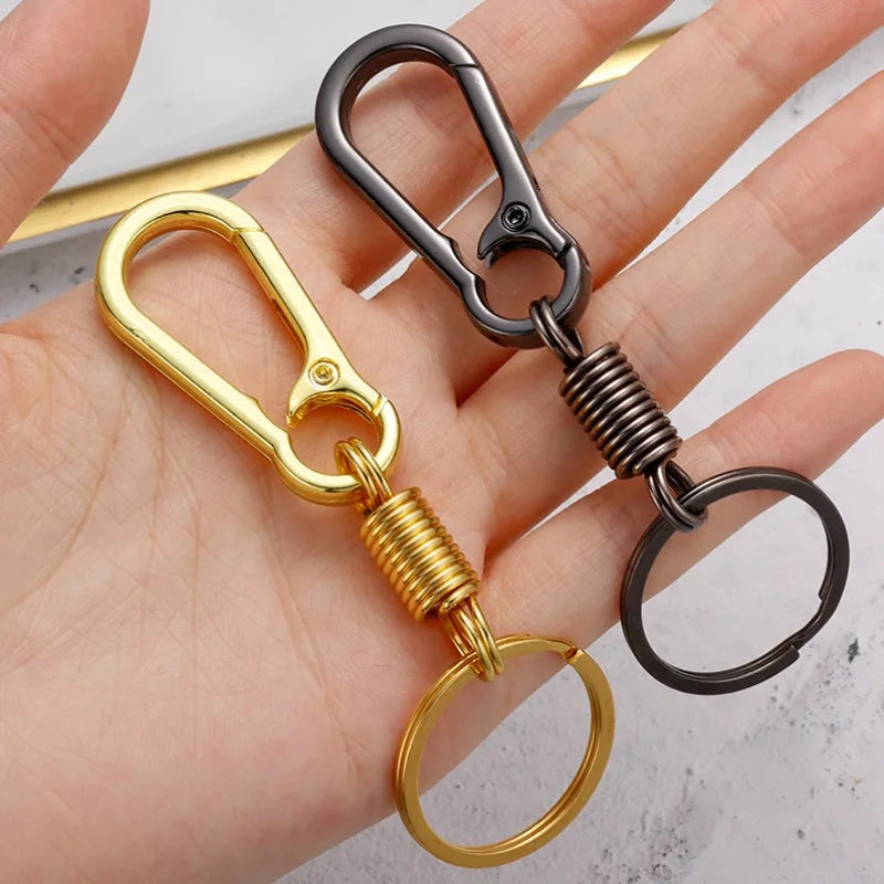 Retractable Spring Key Chain Metal Gourd Buckle Clasp Car Strong Carabiner Hanging Keychain Simple Elastic Climbing Hook Keyring