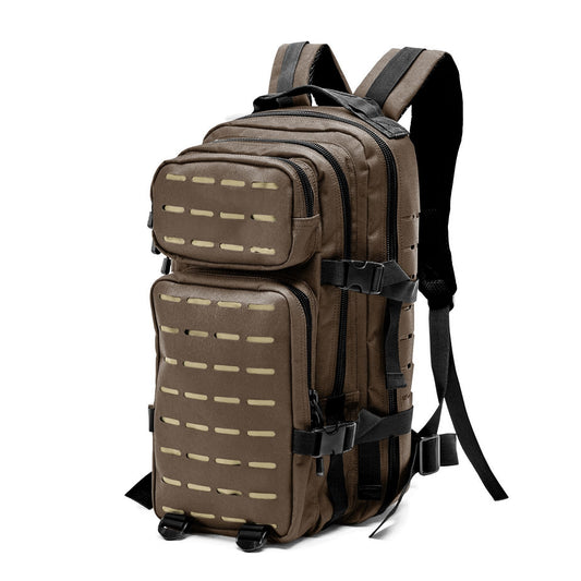 The NOT LEATHER Slimline Backpack with Laser Cut Molle in Brown - 25L