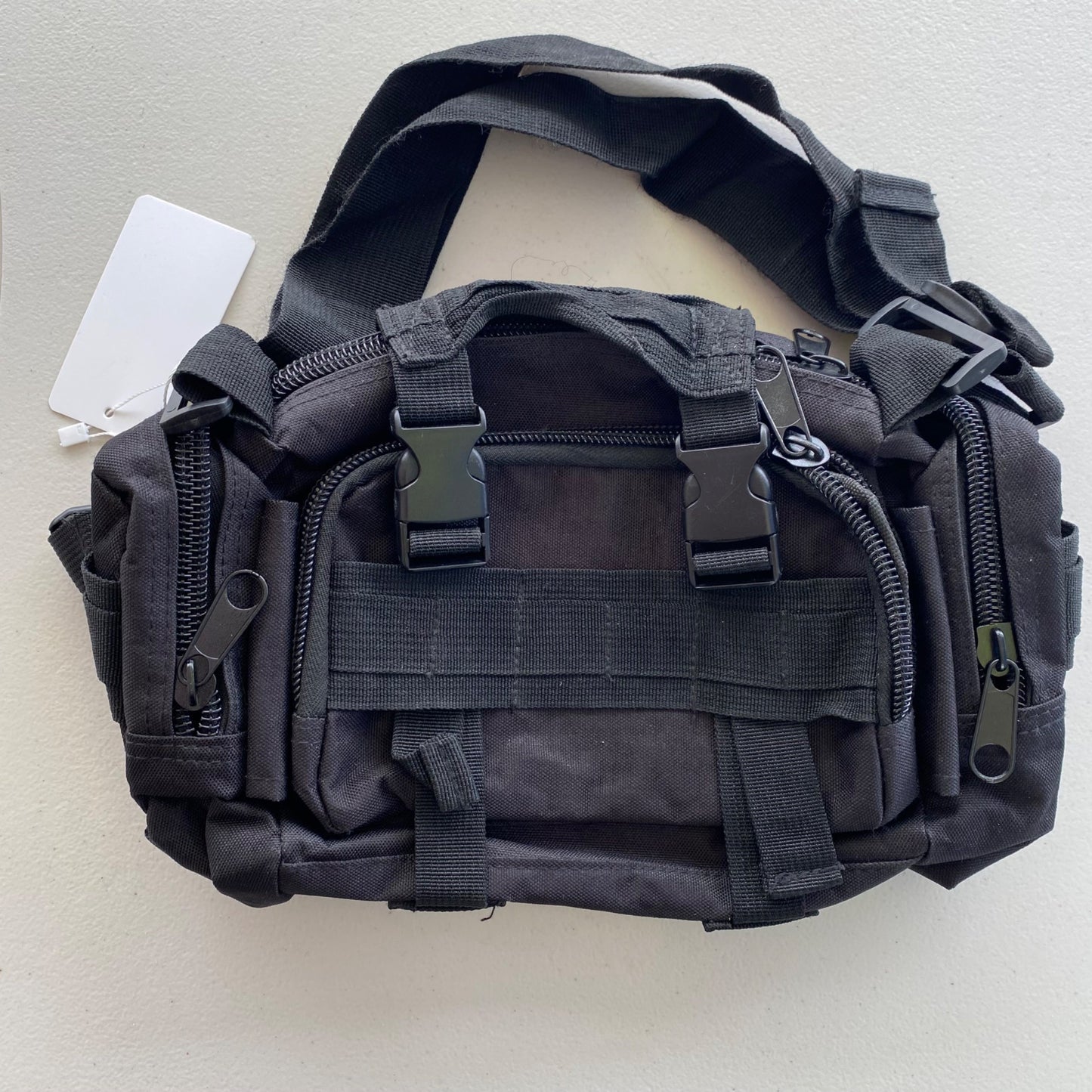 Tactical Molle Waist Bag Black Adjustable Straps Multiple Compartments Durable Nylon Outdoor Hiking Camping Gear