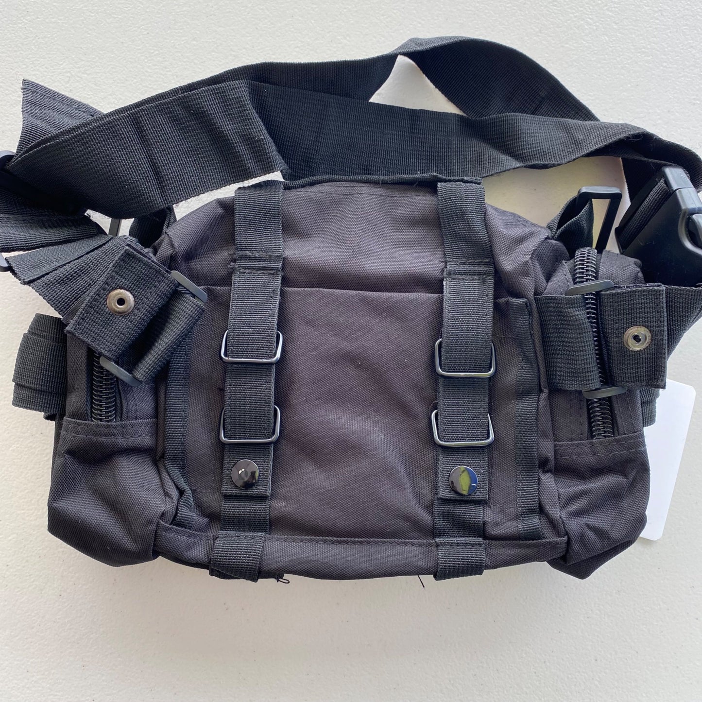 Tactical Molle Waist Bag Black Adjustable Straps Multiple Compartments Durable Nylon Outdoor Hiking Camping Gear