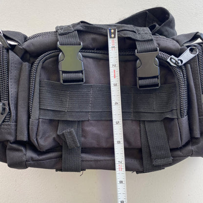 Tactical Molle Waist Bag Black Adjustable Straps Multiple Compartments Durable Nylon Outdoor Hiking Camping Gear