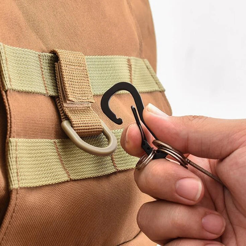 Tactical Multifunction Nylon Molle Webbing Belt D-Ring Carabiner Magic Tape Hanging Keychain Backpack Hook Molle Buckle