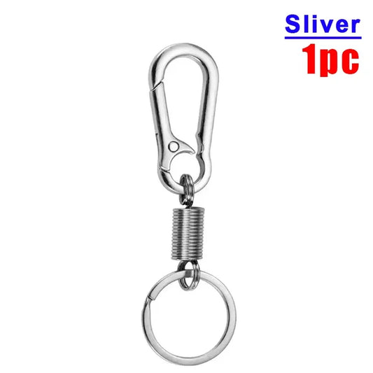 Retractable Spring Key Chain Metal Gourd Buckle Clasp Car Strong Carabiner Hanging Keychain Simple Elastic Climbing Hook Keyring