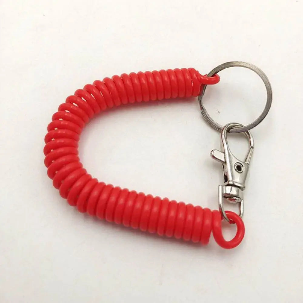 New Spiral Stretch Keychain Elastic Spring Rope Key Ring Metal Carabiner for Outdoor Anti-Lost Phone Spring Key Cord Clasp Hook