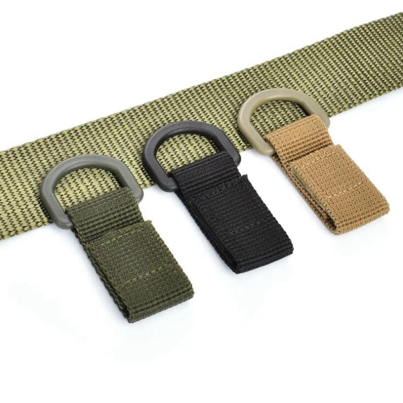 Tactical Multifunction Nylon Molle Webbing Belt D-Ring Carabiner Magic Tape Hanging Keychain Backpack Hook Molle Buckle