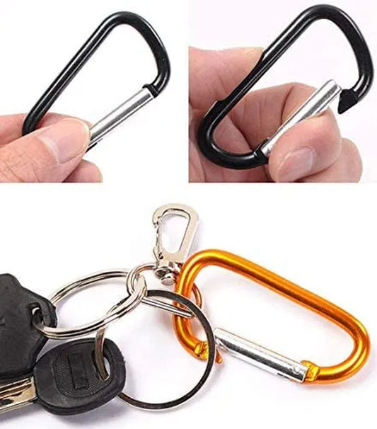 6/24Pcs 3" Carabiner Keychain Clip, Aluminum D-Ring Spring-Loaded Gate Small Keychain Clip Hook for Home, Rv, Fishing, Traveling