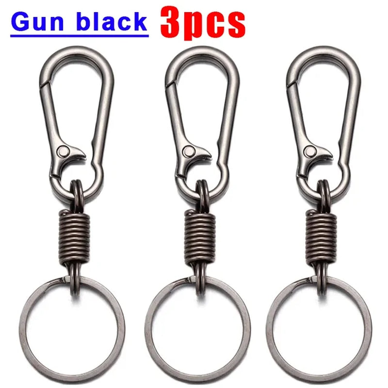 Retractable Spring Key Chain Metal Gourd Buckle Clasp Car Strong Carabiner Hanging Keychain Simple Elastic Climbing Hook Keyring