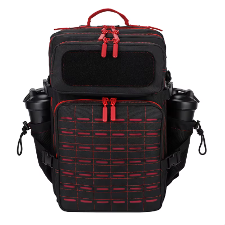 45L Tactical Backpack Molle Bag - Water-Resistant Heavy-Duty Nylon Large - Black and Red