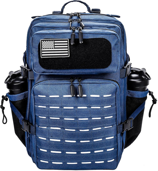 45L Tactical Backpack Molle Bag - Water-Resistant Heavy-Duty Nylon Large - Blue
