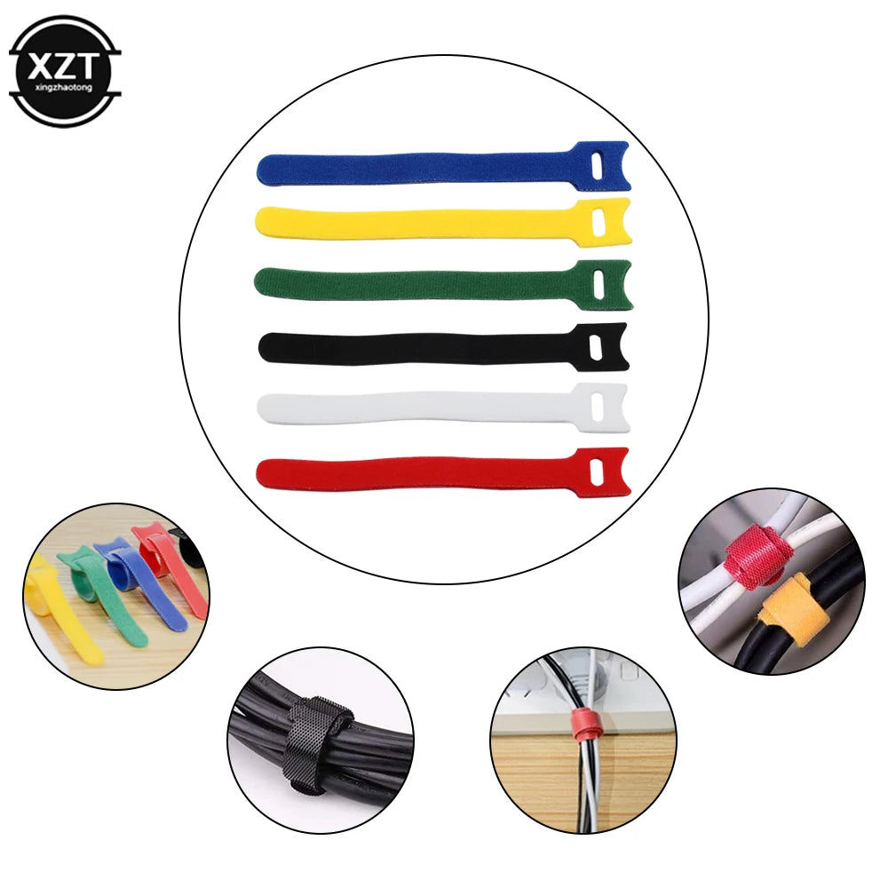 5Pcs Cable Ties Self Adhesive Reusable Loop Hook Wrap Bundle Plastics Nylon Strap Organizer Self Clip Holder Wire Tie