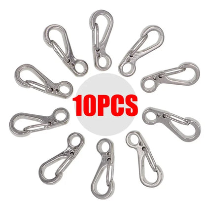 10Pcs Mini SF Spring Backpack Clasps Climbing Carabiners EDC Keychain Camping Bottle Hooks Paracord Tactical Survival Gear
