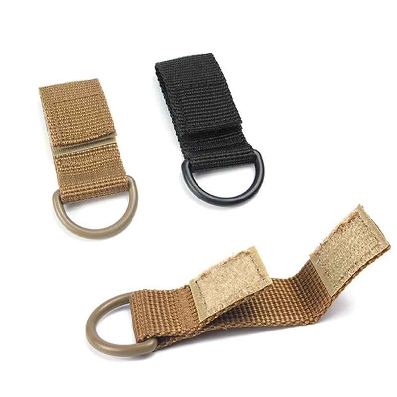 Tactical Multifunction Nylon Molle Webbing Belt D-Ring Carabiner Magic Tape Hanging Keychain Backpack Hook Molle Buckle