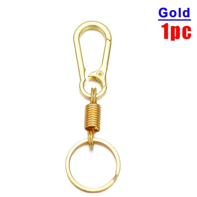 Retractable Spring Key Chain Metal Gourd Buckle Clasp Car Strong Carabiner Hanging Keychain Simple Elastic Climbing Hook Keyring