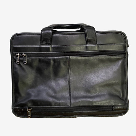 TUMI Black Leather Laptop Briefcase with Multiple Compartments - EUC