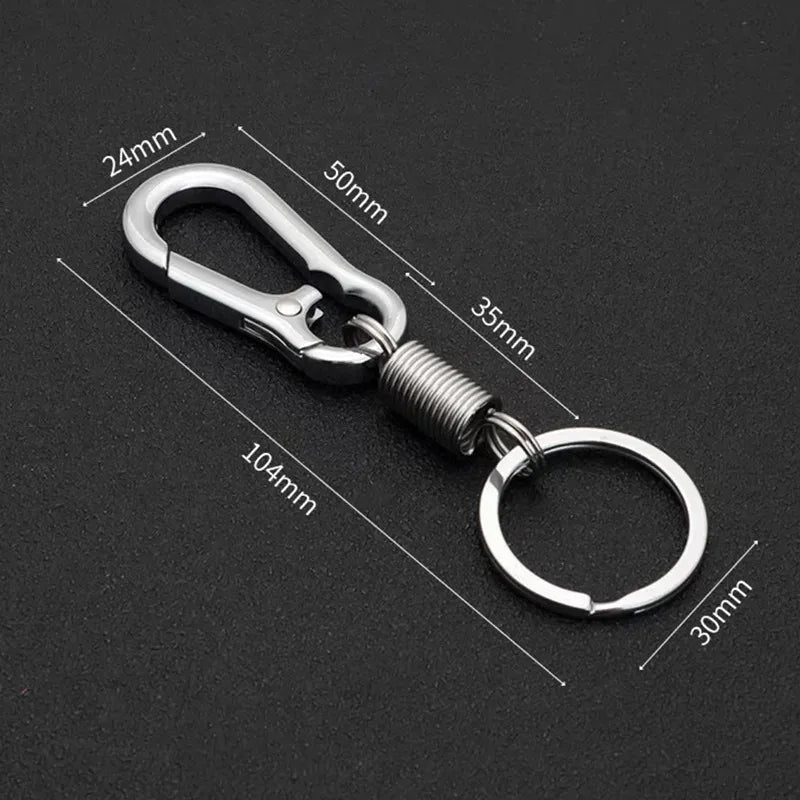 Retractable Spring Key Chain Metal Gourd Buckle Clasp Car Strong Carabiner Hanging Keychain Simple Elastic Climbing Hook Keyring