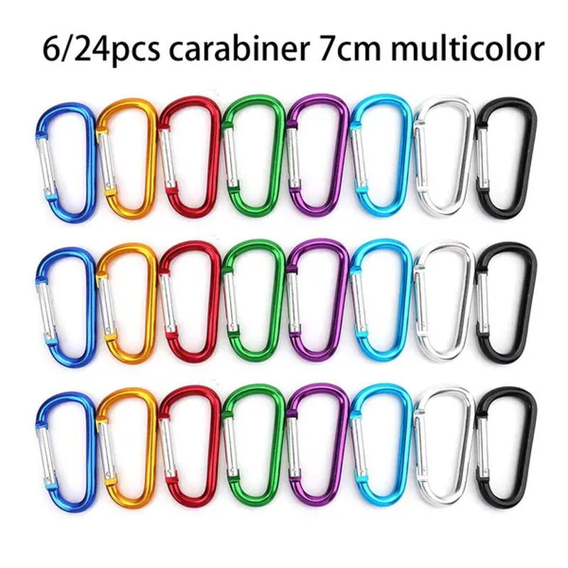 6/24Pcs 3" Carabiner Keychain Clip, Aluminum D-Ring Spring-Loaded Gate Small Keychain Clip Hook for Home, Rv, Fishing, Traveling