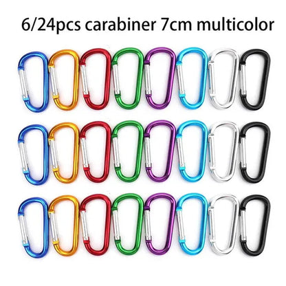 6/24Pcs 3" Carabiner Keychain Clip, Aluminum D-Ring Spring-Loaded Gate Small Keychain Clip Hook for Home, Rv, Fishing, Traveling