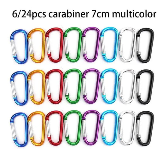 6/24Pcs 3" Carabiner Keychain Clip, Aluminum D-Ring Spring-Loaded Gate Small Keychain Clip Hook for Home, Rv, Fishing, Traveling