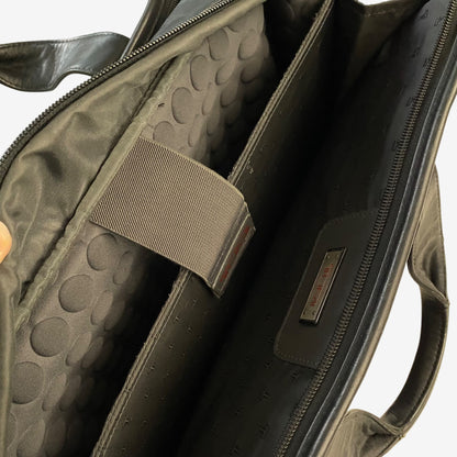 TUMI Black Leather Laptop Briefcase with Multiple Compartments - EUC