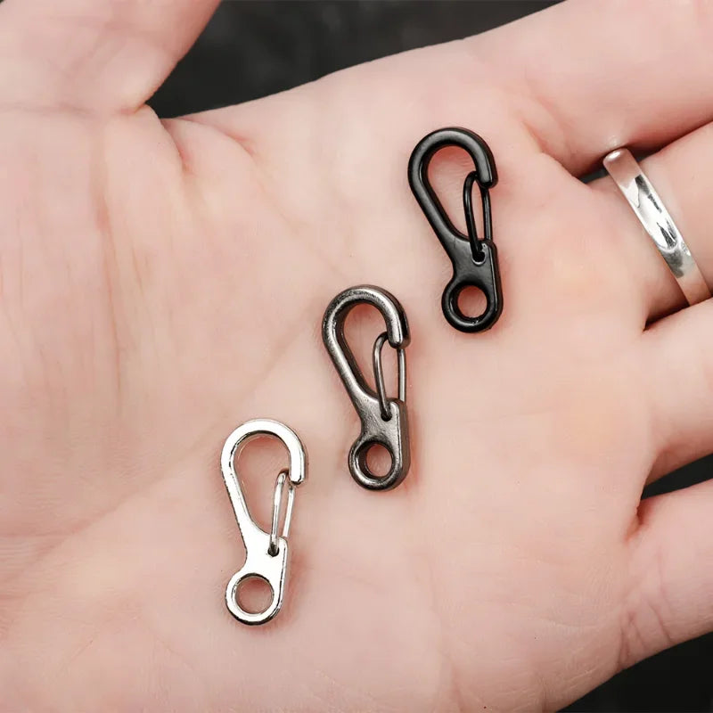 10Pcs Mini SF Spring Backpack Clasps Climbing Carabiners EDC Keychain Camping Bottle Hooks Paracord Tactical Survival Gear