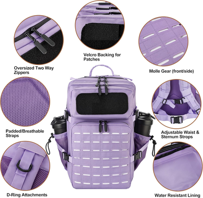 45L Tactical Backpack Molle Bag - Water-Resistant Heavy-Duty Nylon Large - Pink