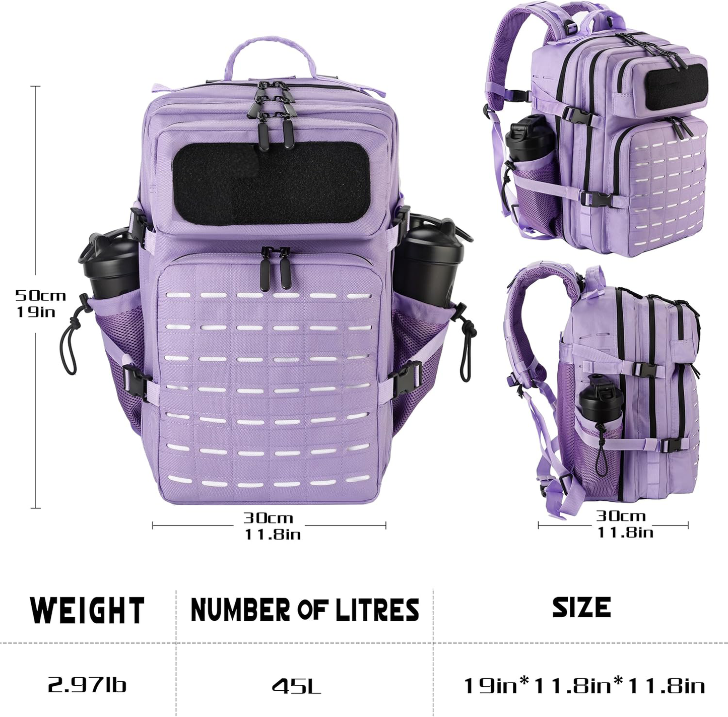 45L Tactical Backpack Molle Bag - Water-Resistant Heavy-Duty Nylon Large - Pink