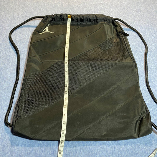 Jordan Drawstring Backpack With Zip Pocket & Mesh Panels - Black